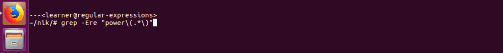 A screenshot displaying a grep command line input.