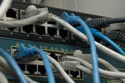 Ethernet cables plugged into Ethernet ports for wi-fi.
