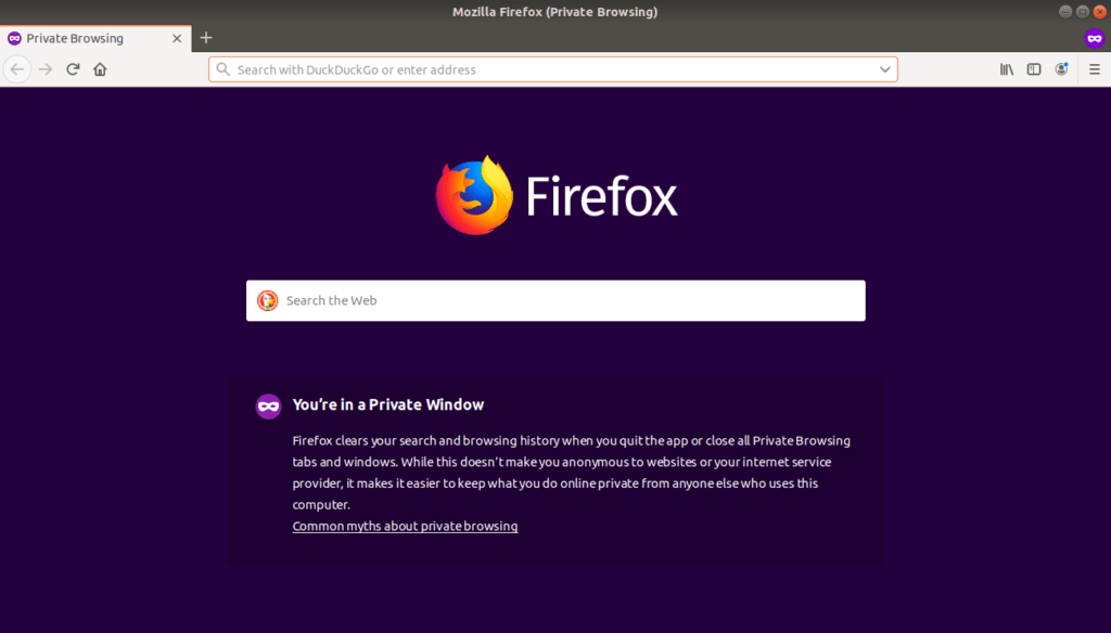 The private window default page.