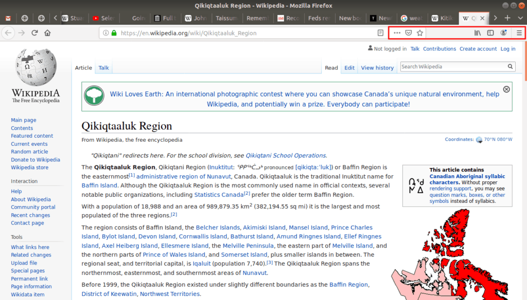 Book marking toolbar open in browser.