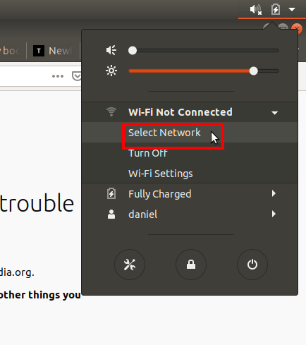Select network under wifi menu on computer task bar.