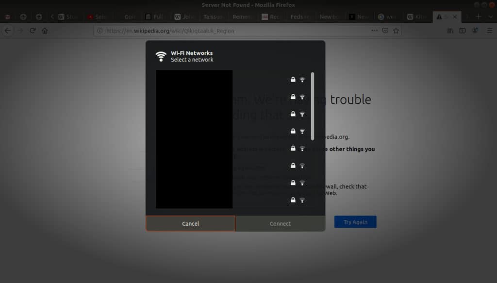 Wifi network page open on browser.