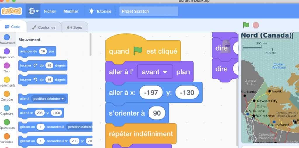 Block code in Scratch