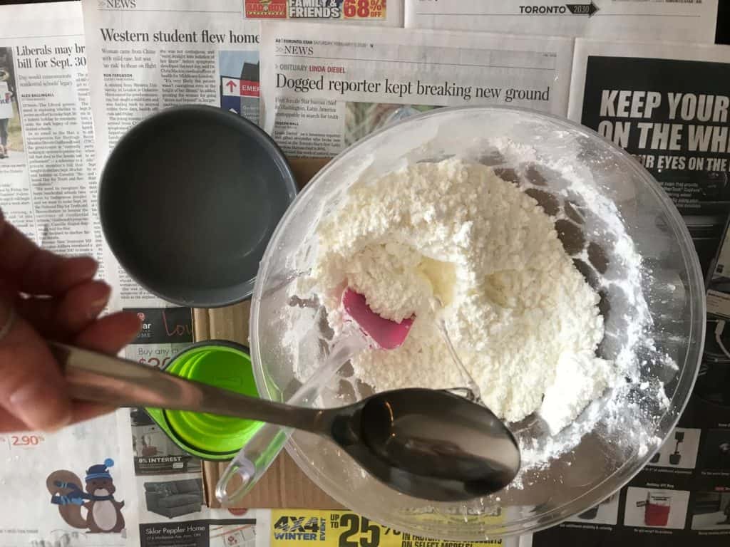 Water being added to the bowl.