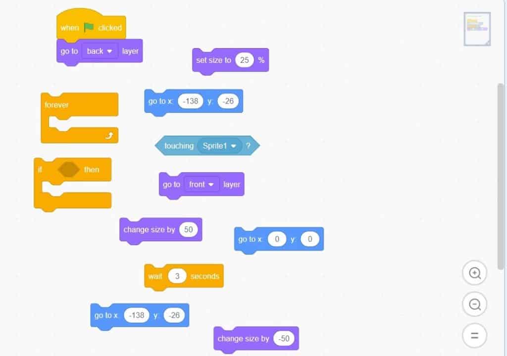 Scratch code blocks separated.