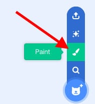 The "Paint" tool being selected in Scratch.