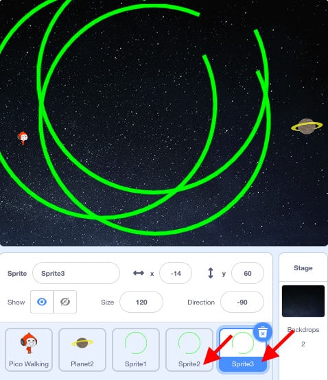 Duplication of a sprite shown.