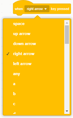 Code block drop down menu.