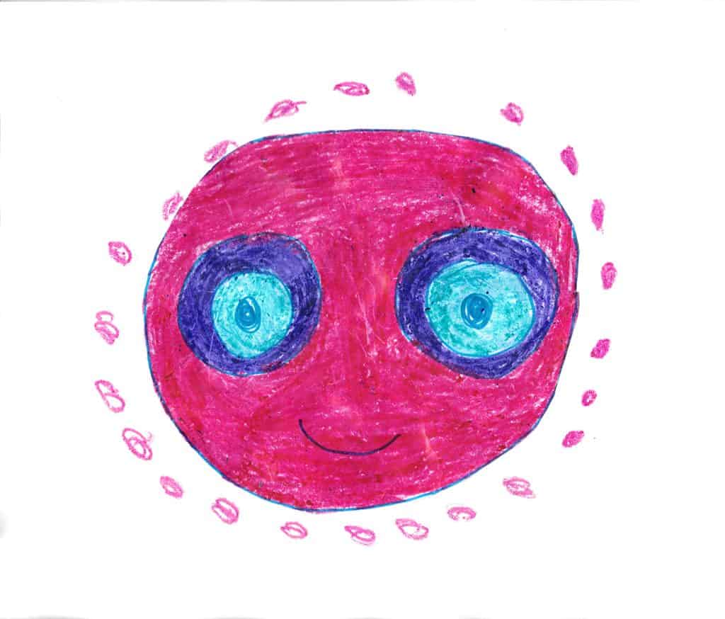 A drawing of a smiley face.