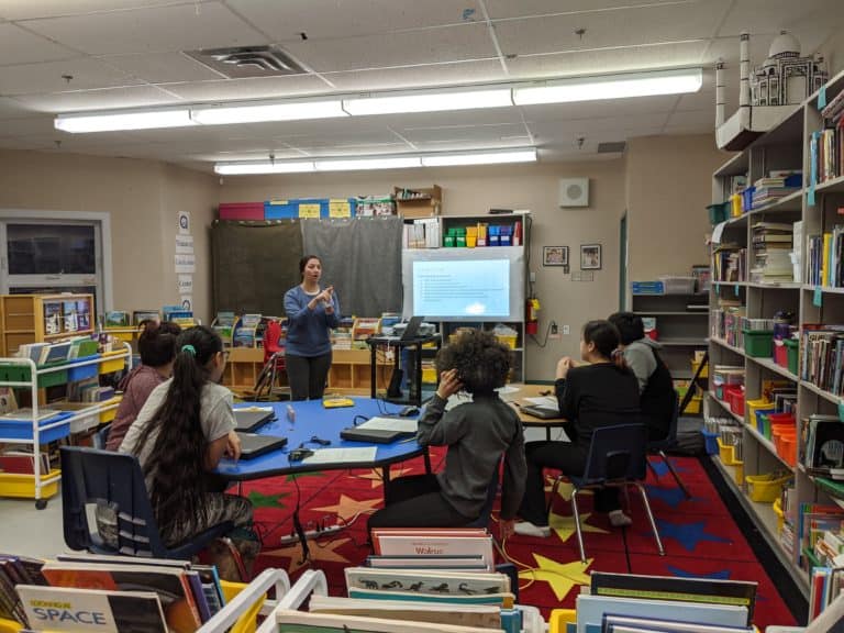 An instructor leading a digital learning session.