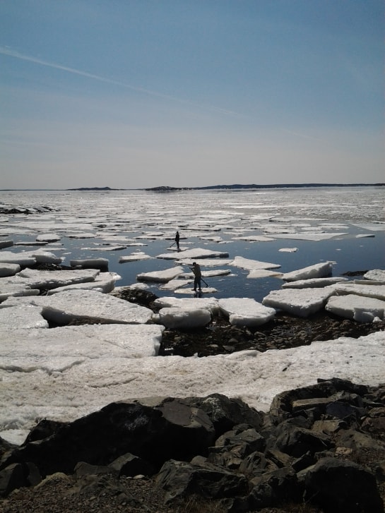 People standing on ice