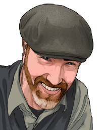 A drawn portrait of an old staff member Michael Foote.