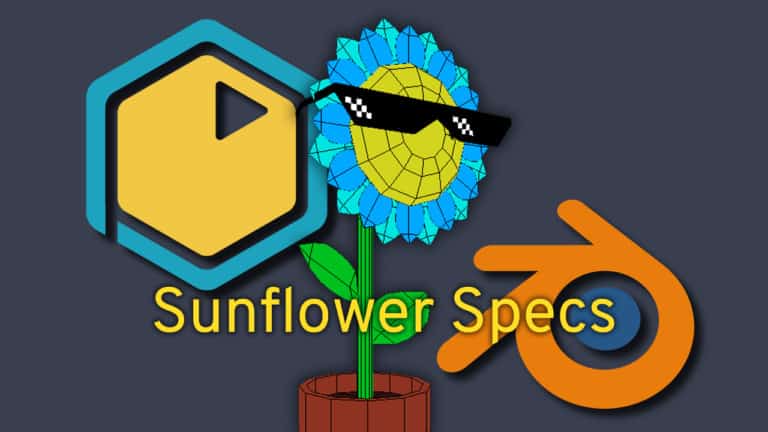 A sunflower wearing glasses in Blender.