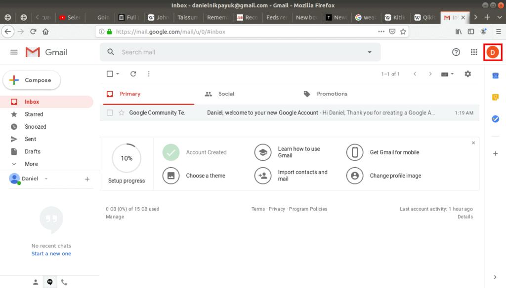Gmail's inbox.
