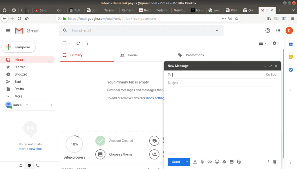 New email being written on Gmail.