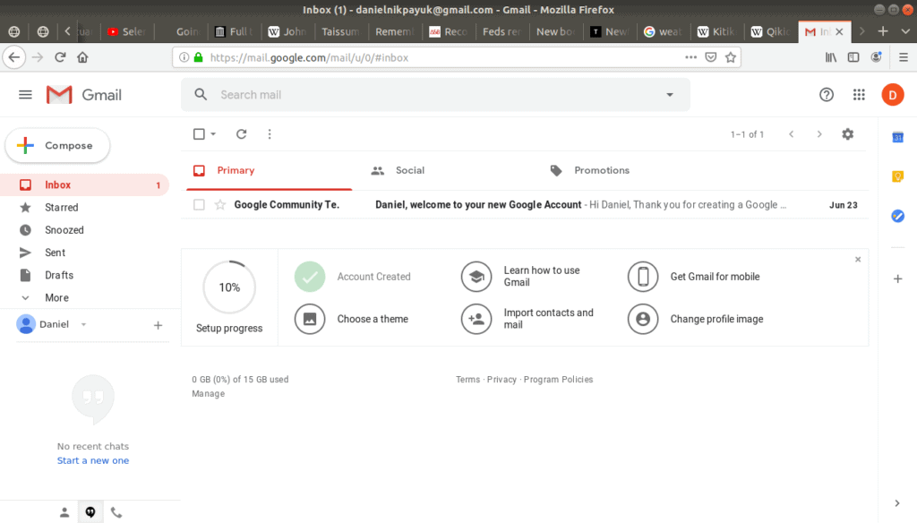 New email from the Google community on Gmail.