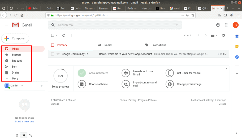 Folders highlighted in Gmail.