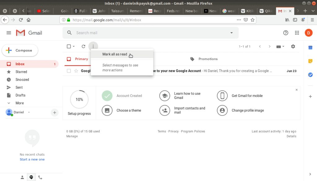 Mark all as read open on Gmail.