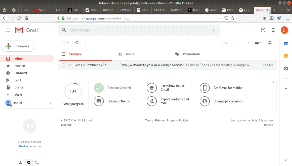 Gmail's email page open.