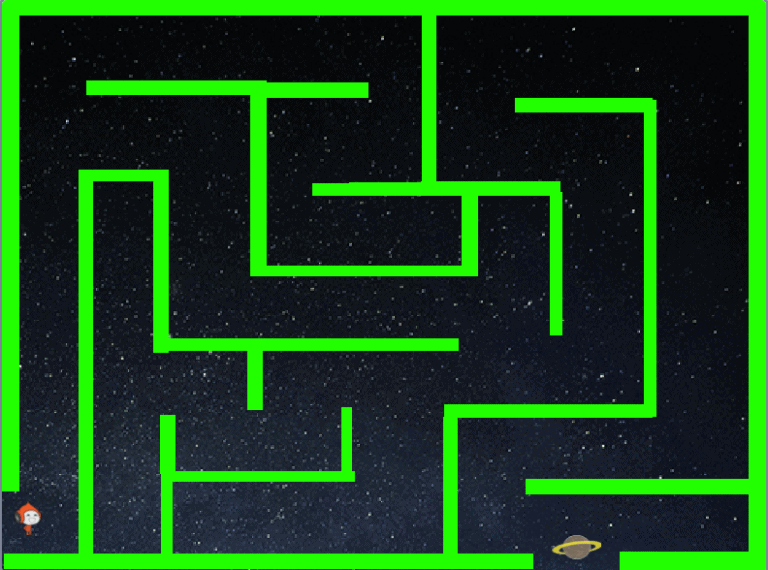 Lost in space maze in lime green.