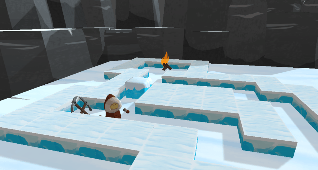 the character of Nanili standing in a maze beside pickaxes