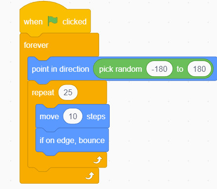 Block code in Scratch.