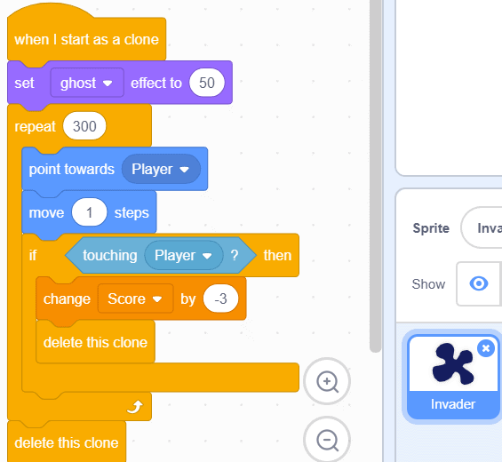Block code in Scratch.