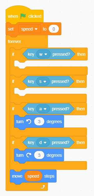 Scratch code blocks, including variables.