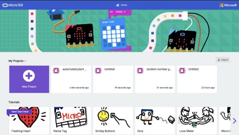 The Microsoft MakeCode interface.