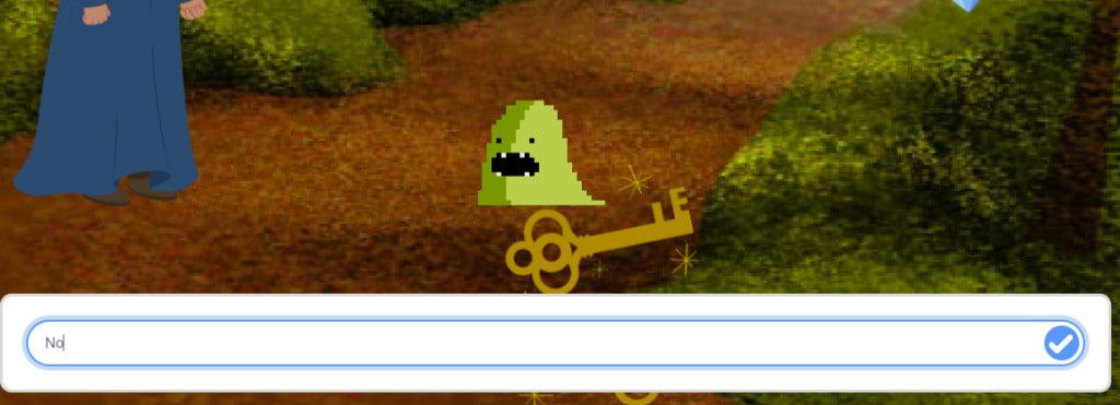 Answering a question in Scratch.