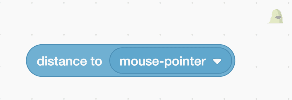 Distance to mouse pointer block.