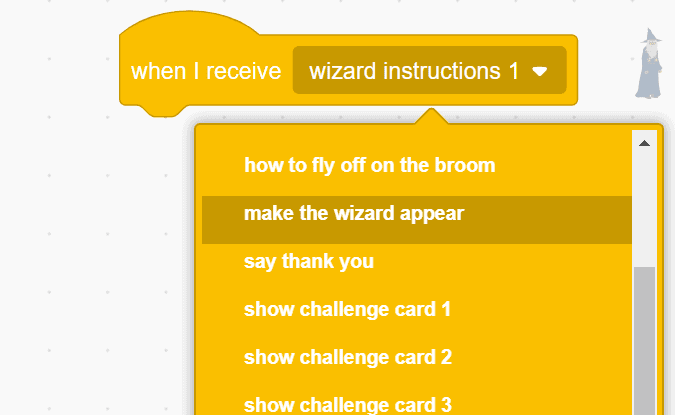 When I receive block drop down menu.