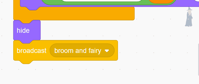 Broadcast message block in Scratch.