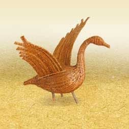 A sculpture of a goose.