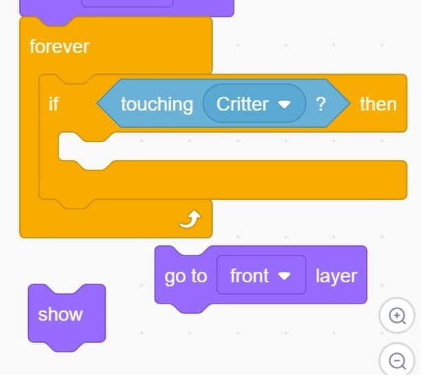 Scratch blocks together and separated.