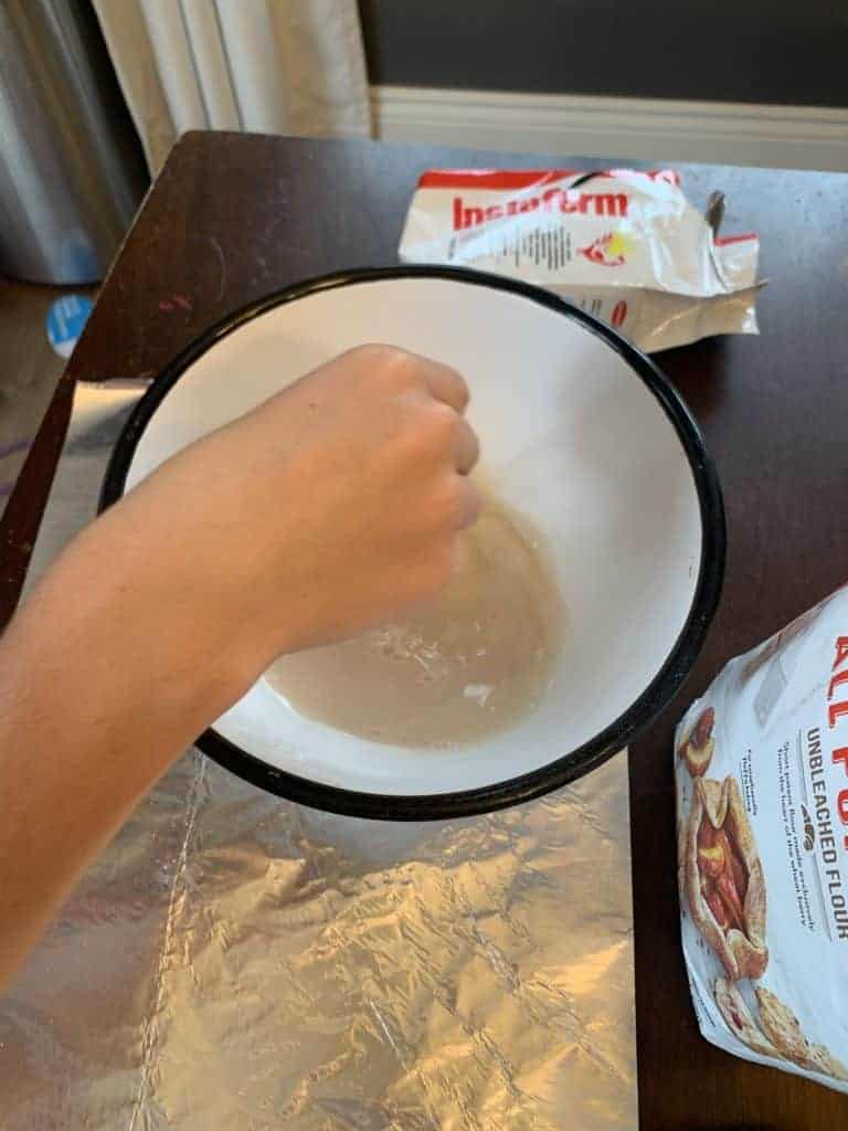 Yeast and water in a bowl.