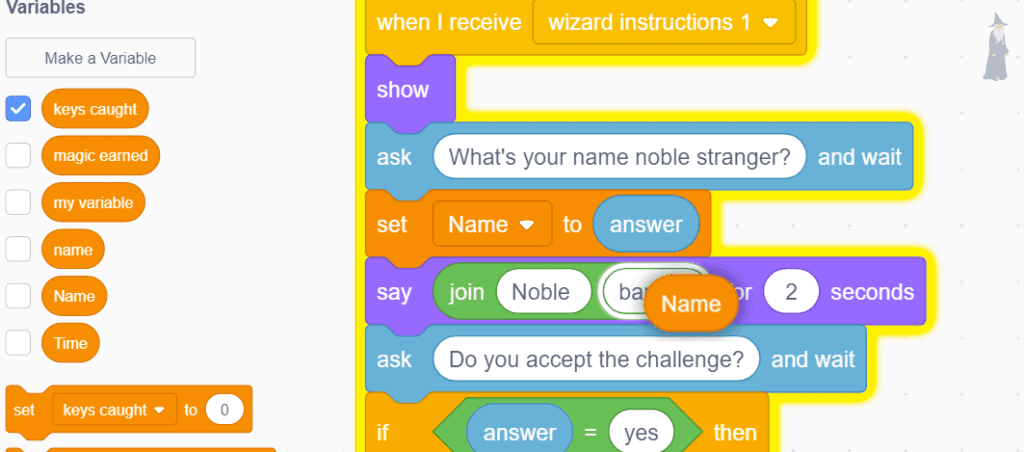 Code blocks in Scratch.