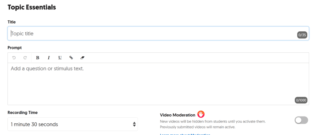 A screenshot of the Flipgrid interface.
