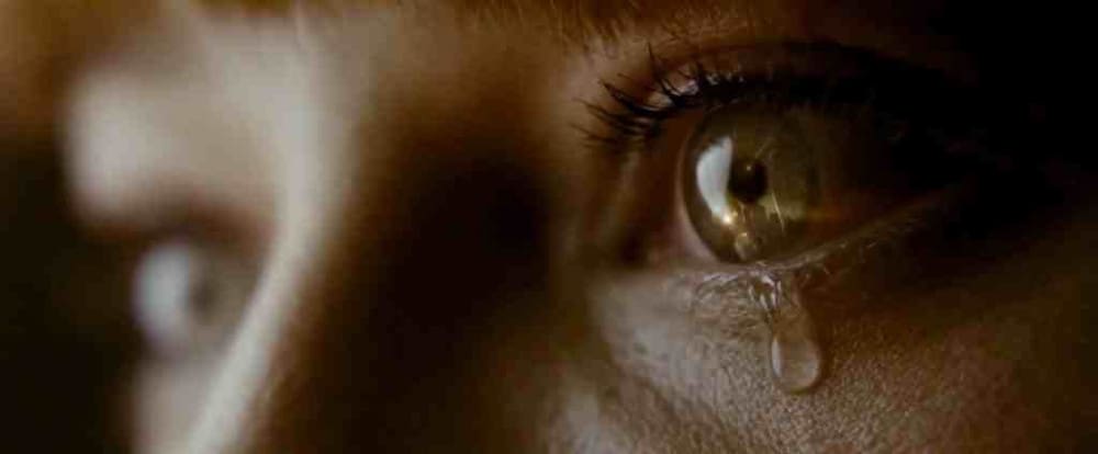 An extremely close-up shot from a movie.