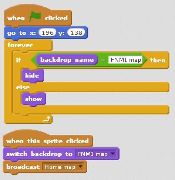 A broadcast catcher that changes the coordinates back to to the start when it receives a message.