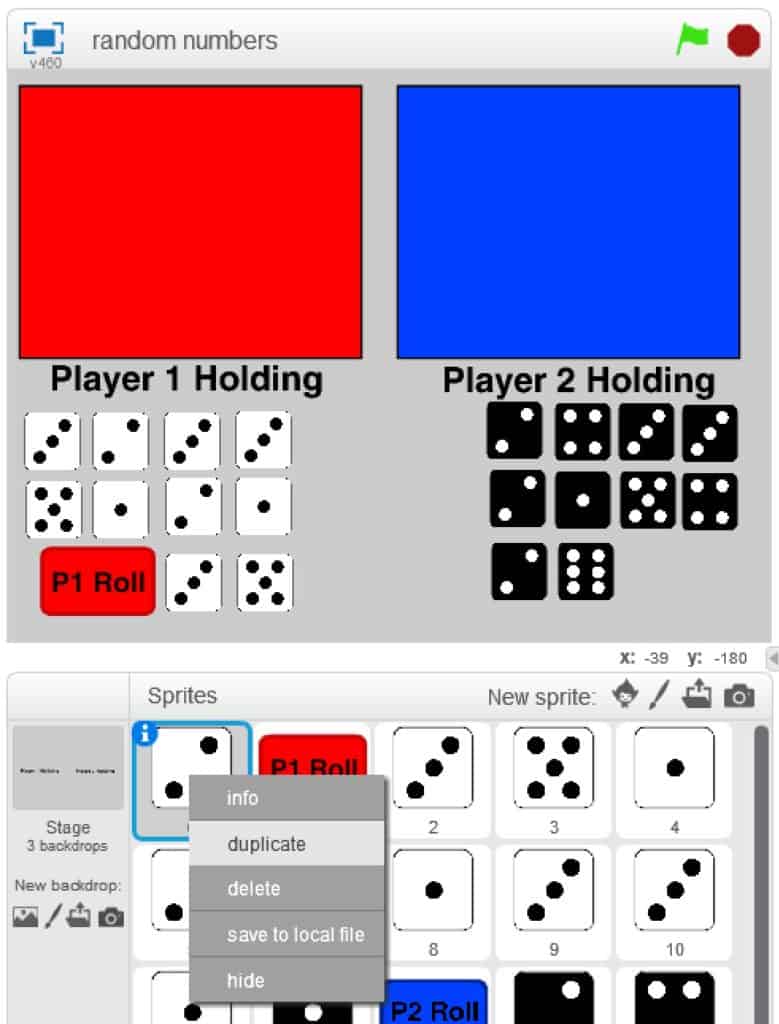A sprite being duplicated in Scratch.