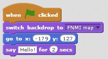 A code block showing the backdrop being set and saying hello.
