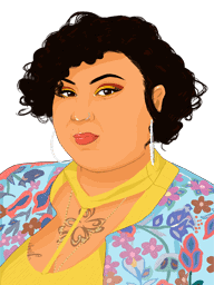 A drawn portrait of Shanese Steele.