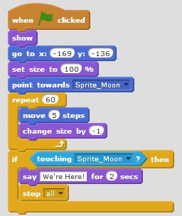 List of commands in the script area.