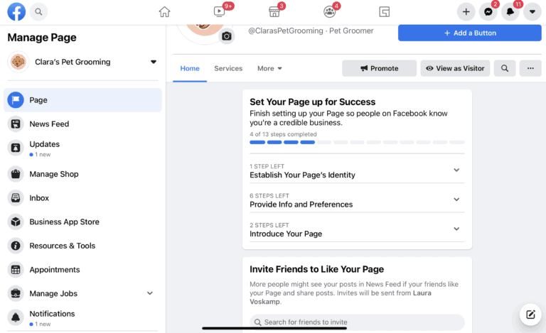 About section with the edit page details shown.