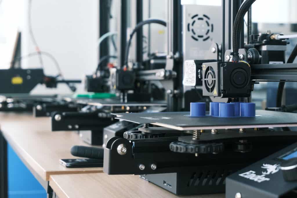A close-up of a 3D printer.