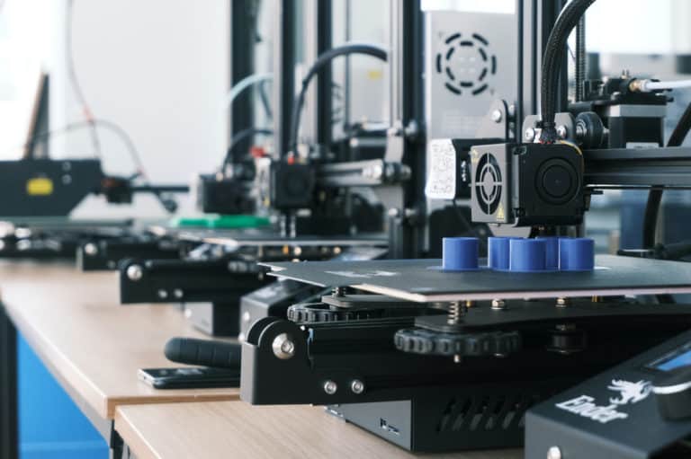 A close-up of a 3D printer.
