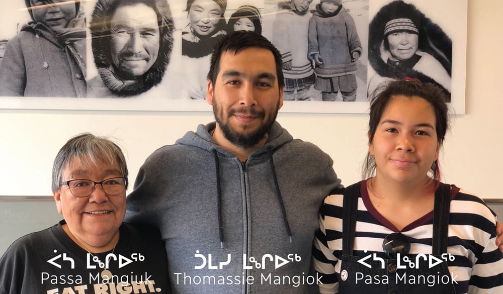 Thomassie Mangiok with his mother, Passa Mangiuk, and daughter, Pasa Mangiok.