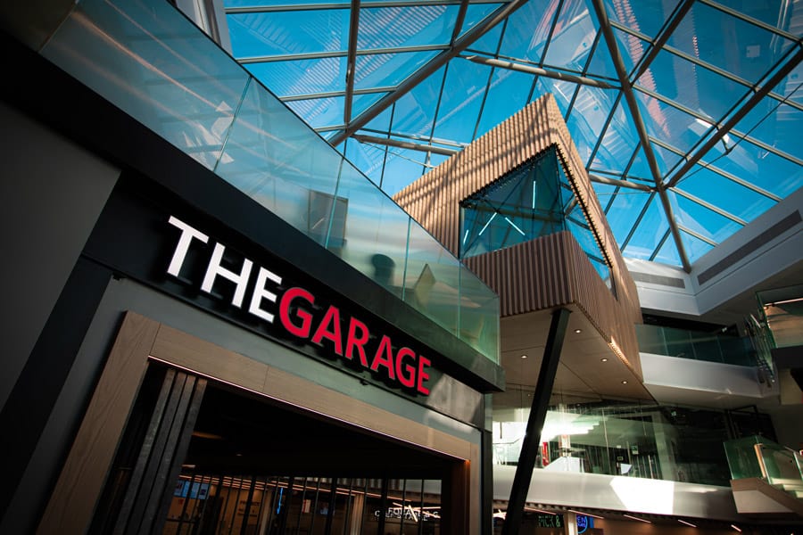 The signage at The Garage.