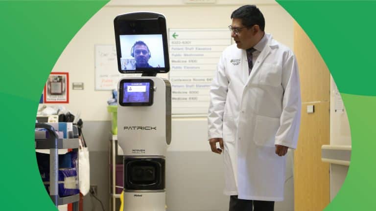 A portrait of Dr. Ivar Mendez standing beside medical equipment.